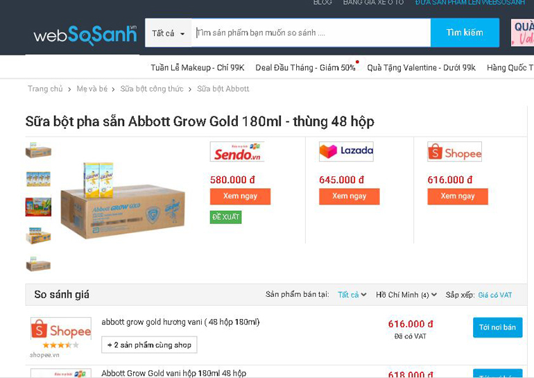 Giá sữa Abbott Grow Gold bao nhiêu tiền